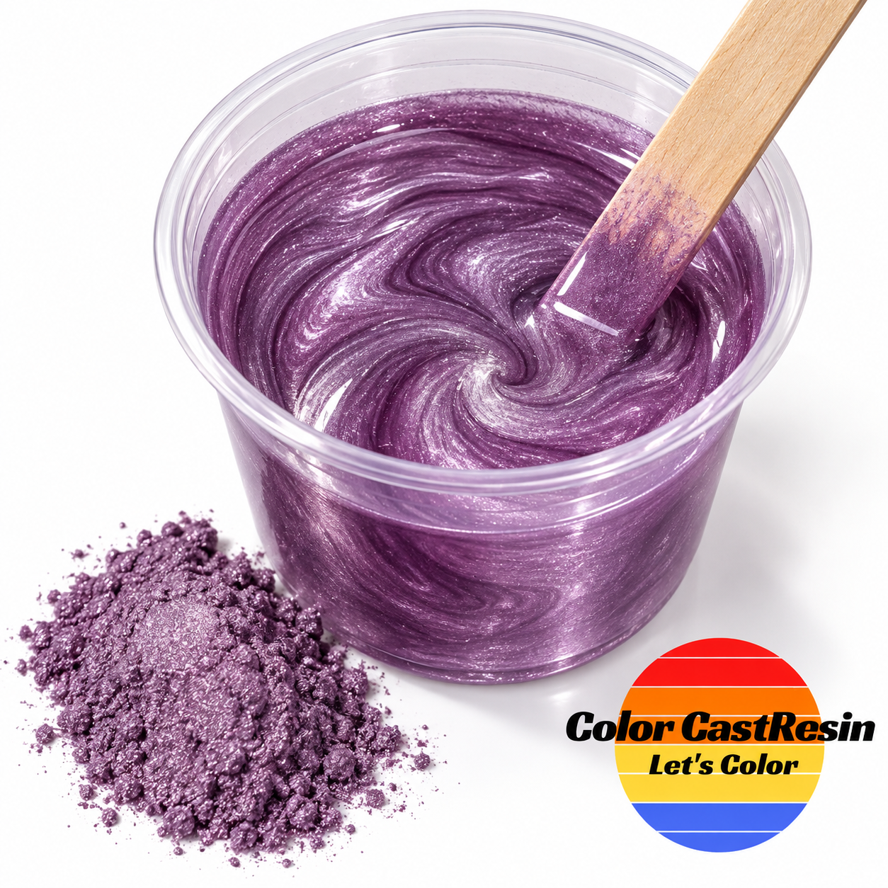 Pigment Dzwonkowy Fiolet w żywicy — wizualizacja liliowego połysku ColorCastResin