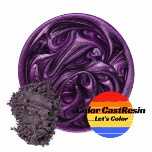 Książęcy Fiolet ColorCastResin — ciemnofioletowa próbka perłowa i pigment w proszku