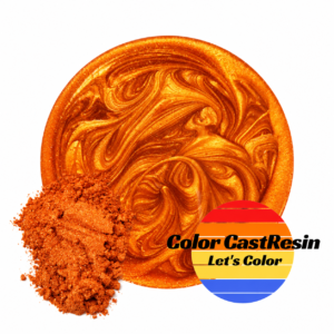 Ognisty Pomarańcz ColorCastResin — pomarańczowa próbka perłowa i pigment w proszku